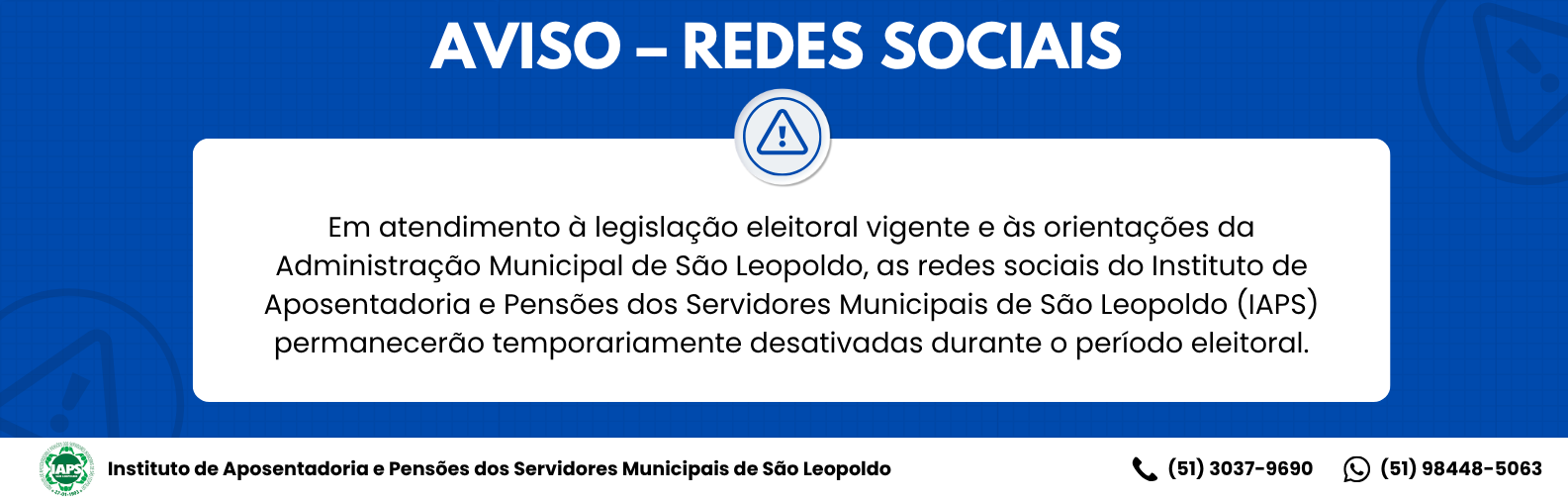 Aviso rede sociais