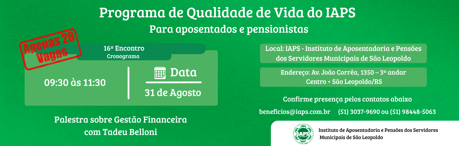 Palestra sobre Gestão Financeira com Tadeu Belloni