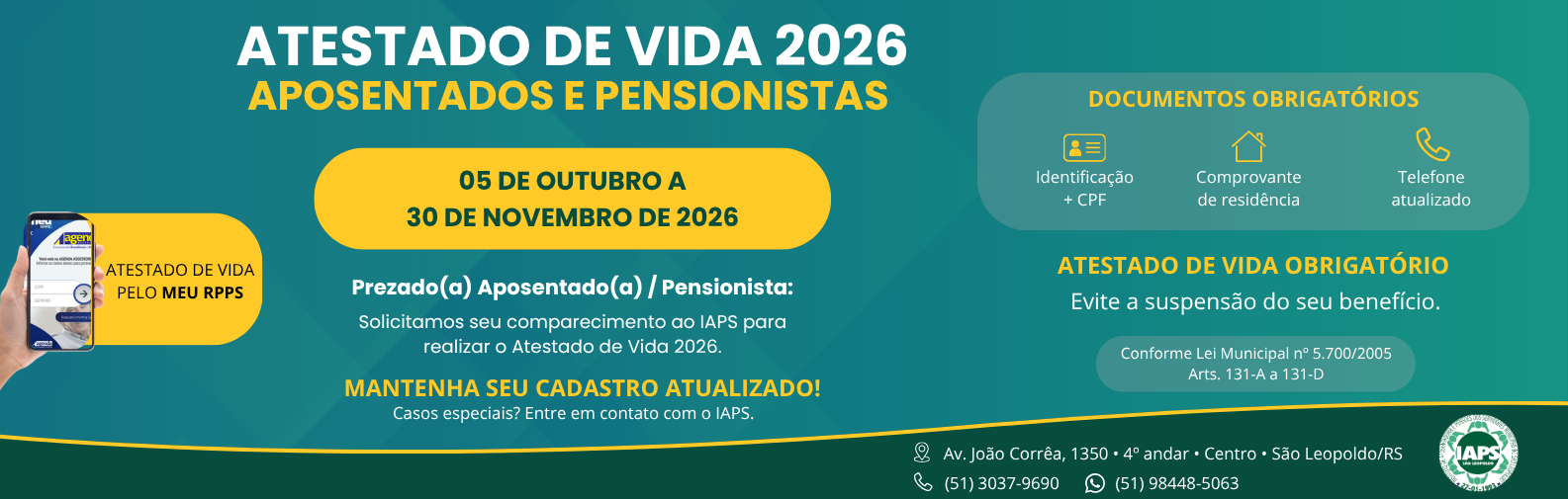Banner Informativo Atestado de Vida 2026
